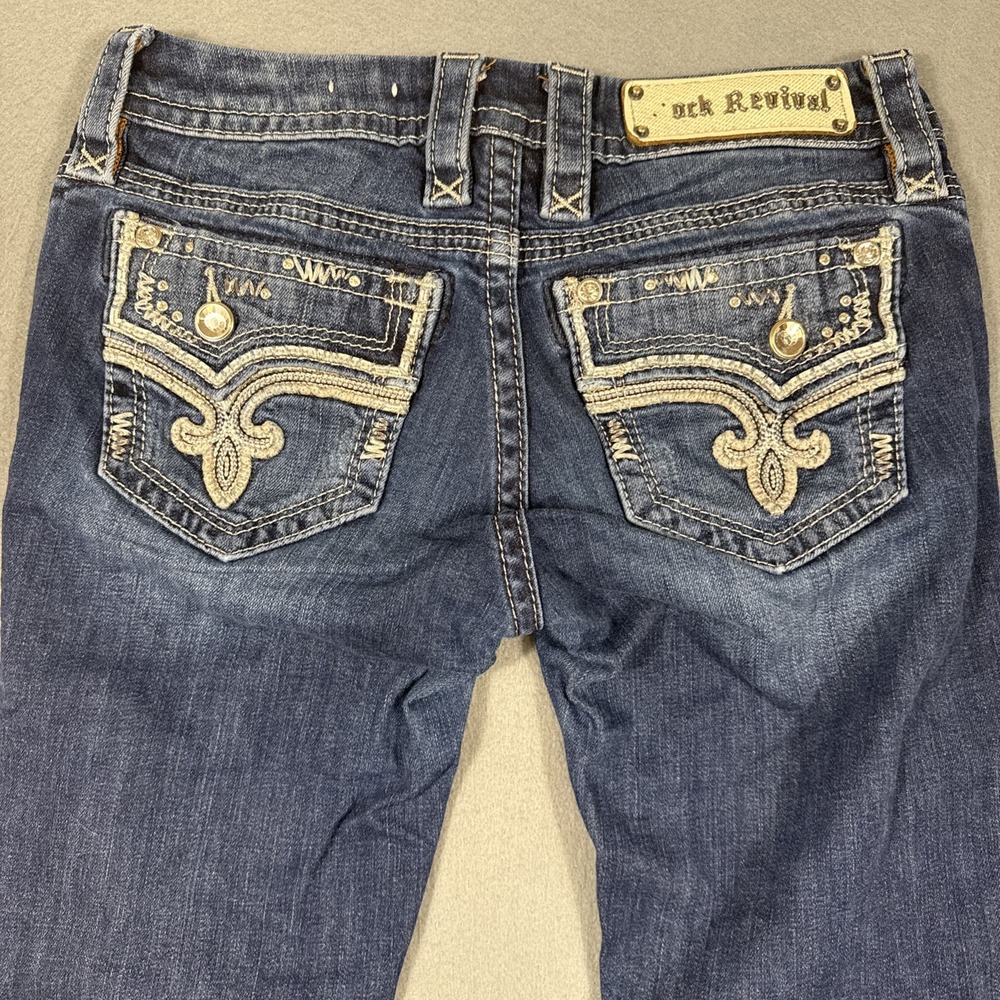 Rock Revival Jeans Womens 26/32 Betty Boot Embellished THICK STITCH WHISKERING